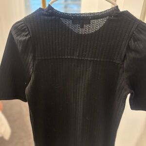 Free People Black Tee Small Care FP Red Delicious Tee